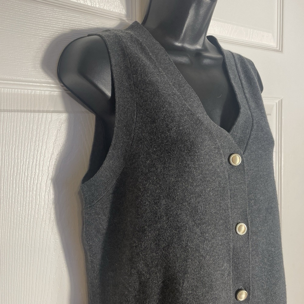 A New Day‎ Button Up Sweater Vest Women XL Charcoal Gray Sleeveless Knit Top - Picture 2 of 10